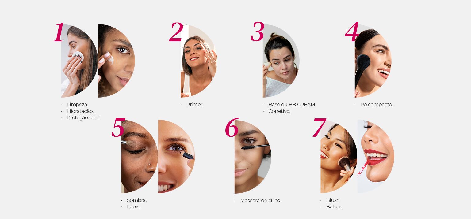 Passos de maquiagem para um rosto perfeito.