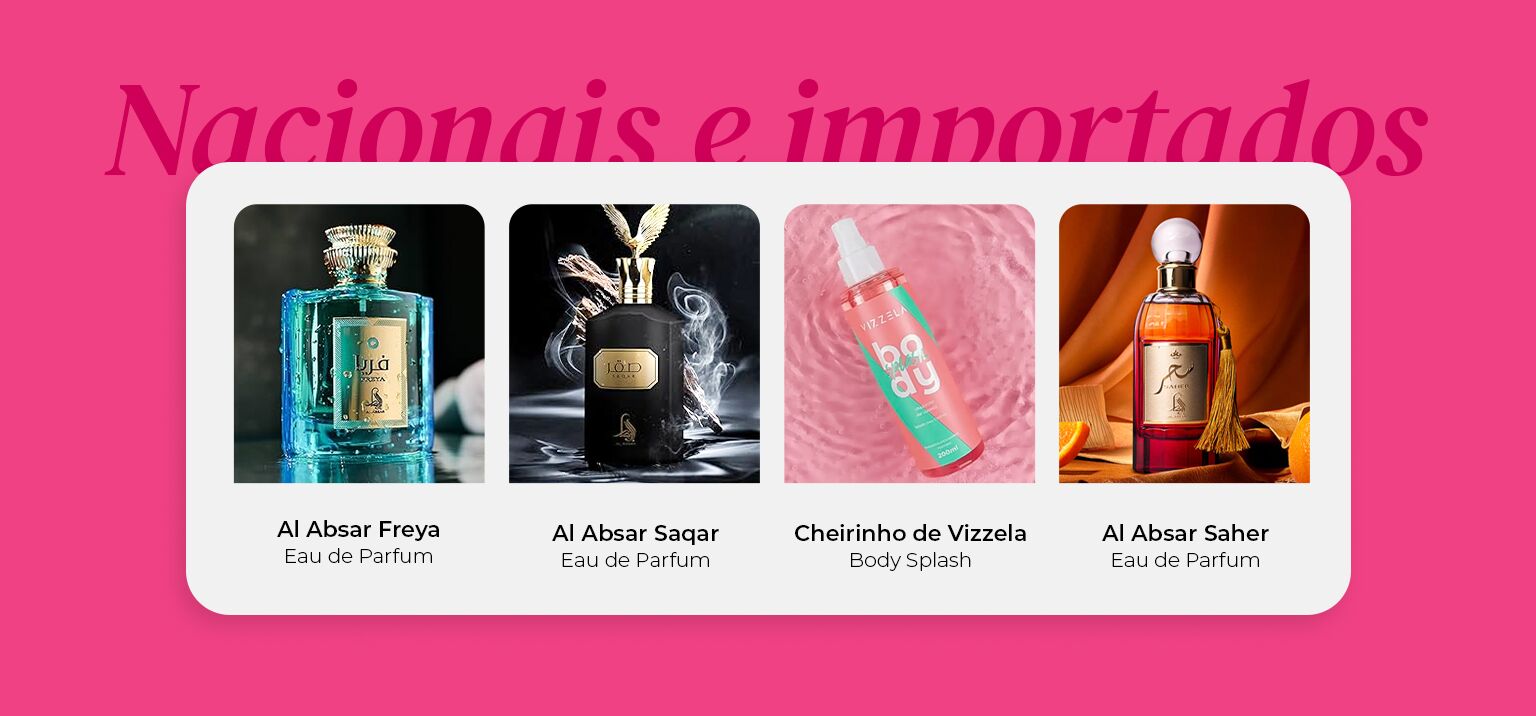 Frascos de perfumes nacionais e importados.