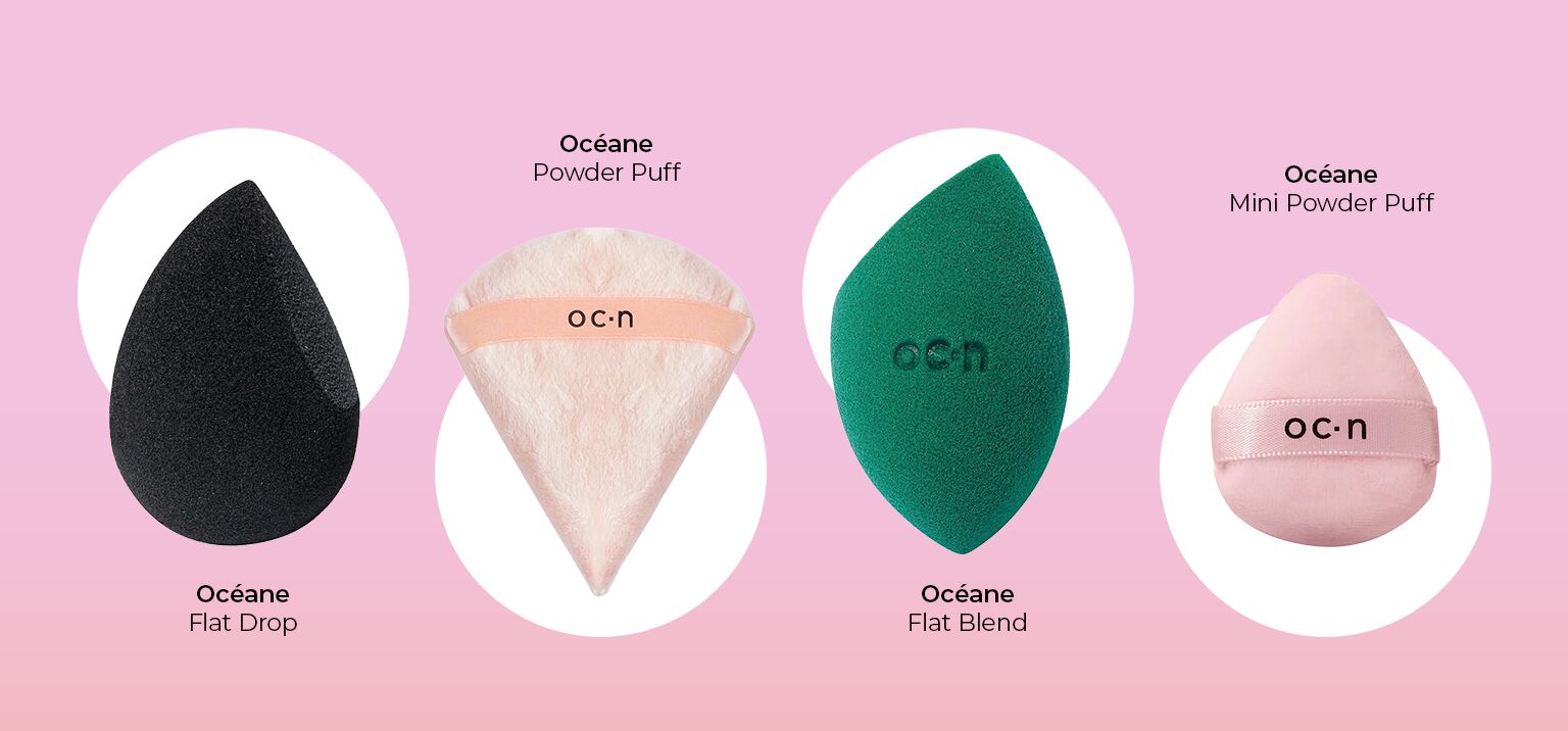 Diversos aplicadores de maquiagem da Océane