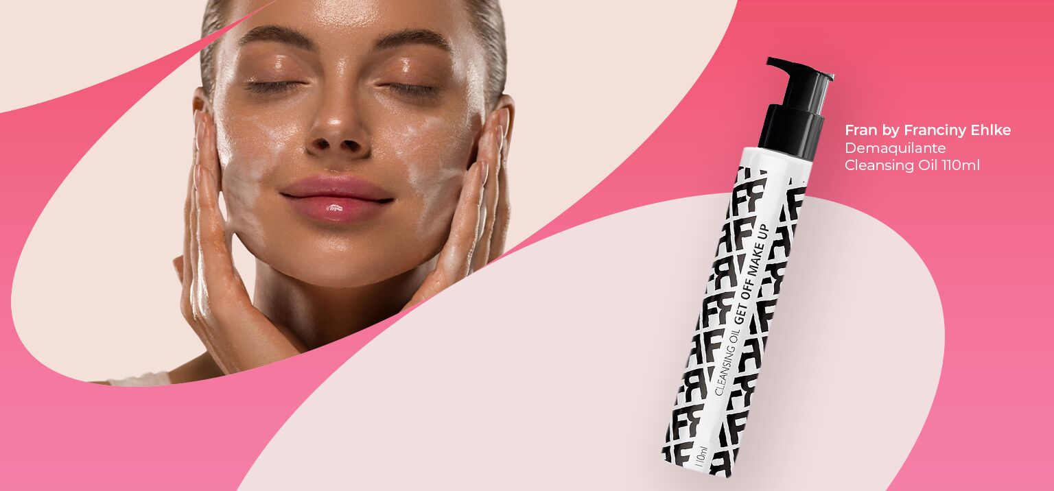 Óleo de limpeza Fran da Franciry Ehlke em modelo