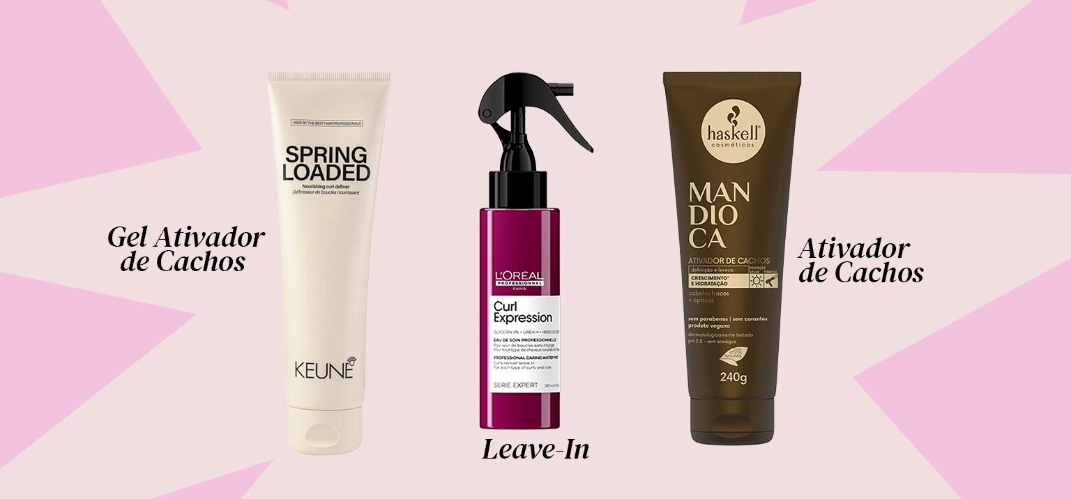 Três produtos de ativação de cachos em destaque