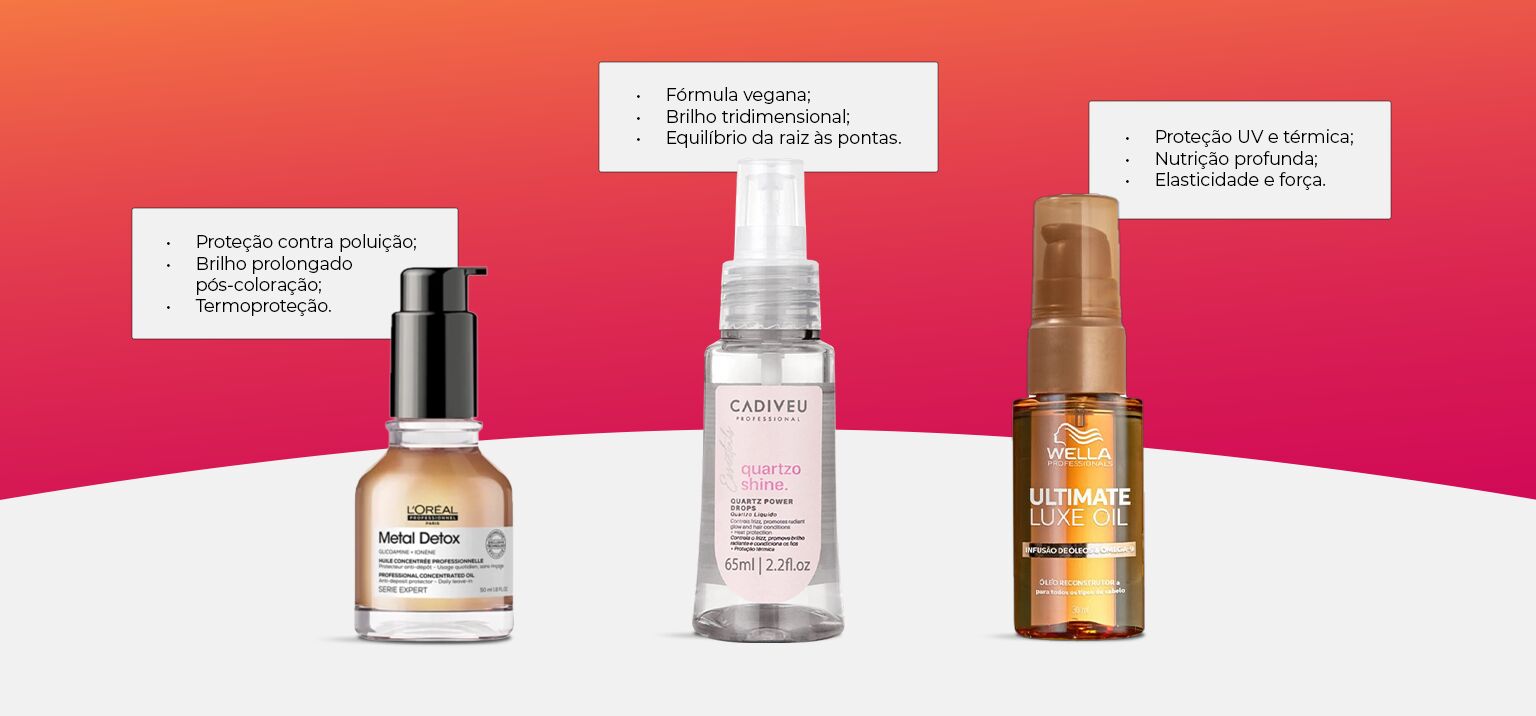 Produtos para cabelo com proteção e brilho elogiável.
