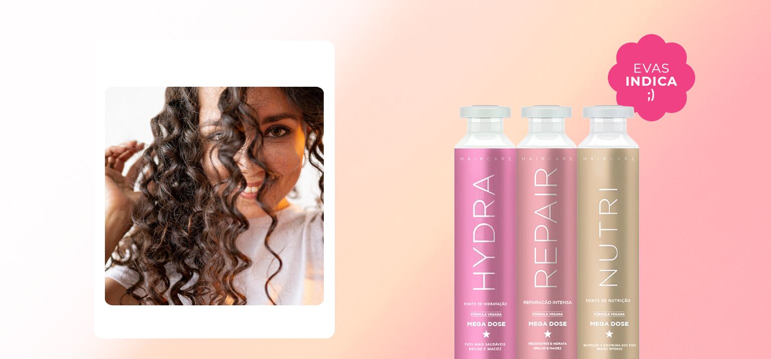 Produtos de cabelo Hydra, Repair e Nutri em destaque